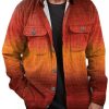 Men DJ Jacket | Vintage Gradient Print Pocket Corduroy Jacket Red