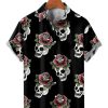 Men MW Shirts | Men'S Skull Printed Lapel Short Sleeve Shirt 42961770M Black