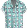 Men HWT Shirts | Men'S Hawaiian Shirts Unicorns Yoga Print Short Sleeve Shirt Blue