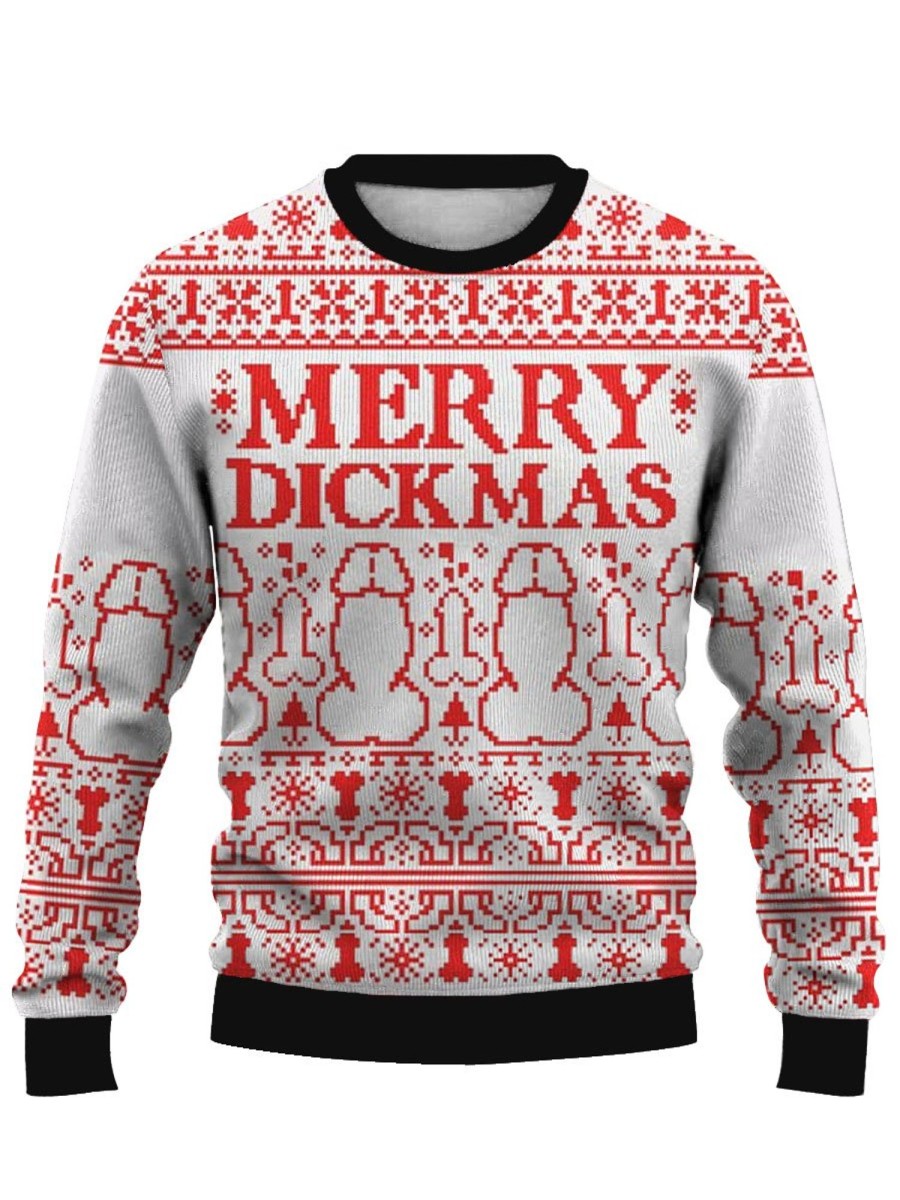 Men DJ Ugly Sweater | Fun Merry Cocksmas Printed Crew Neck Sweatshirt