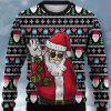 Men LJC Ugly Sweater | Santa Gift Print Crewneck Sweatshirt Black