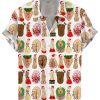 Men DJ Shirts | Fun Christmas Cocks Print Casual Hawaiian Short Sleeve Shirt Photo Color