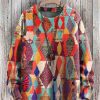 Men GYJ Print Sweater | Rhombus Multicolor Knit Pullover Sweater Photo Color