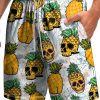 Men HLJ Bottoms | Hawaiian Breathable Pineapple Skull Beach Shorts White