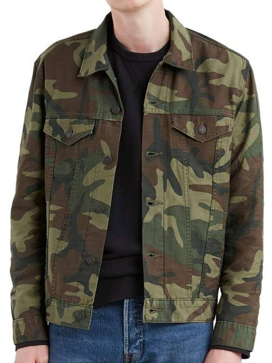 Men BXL Jacket | Men'S Retro Multi-Pocket Camouflage Print Casual Jacket Army Green