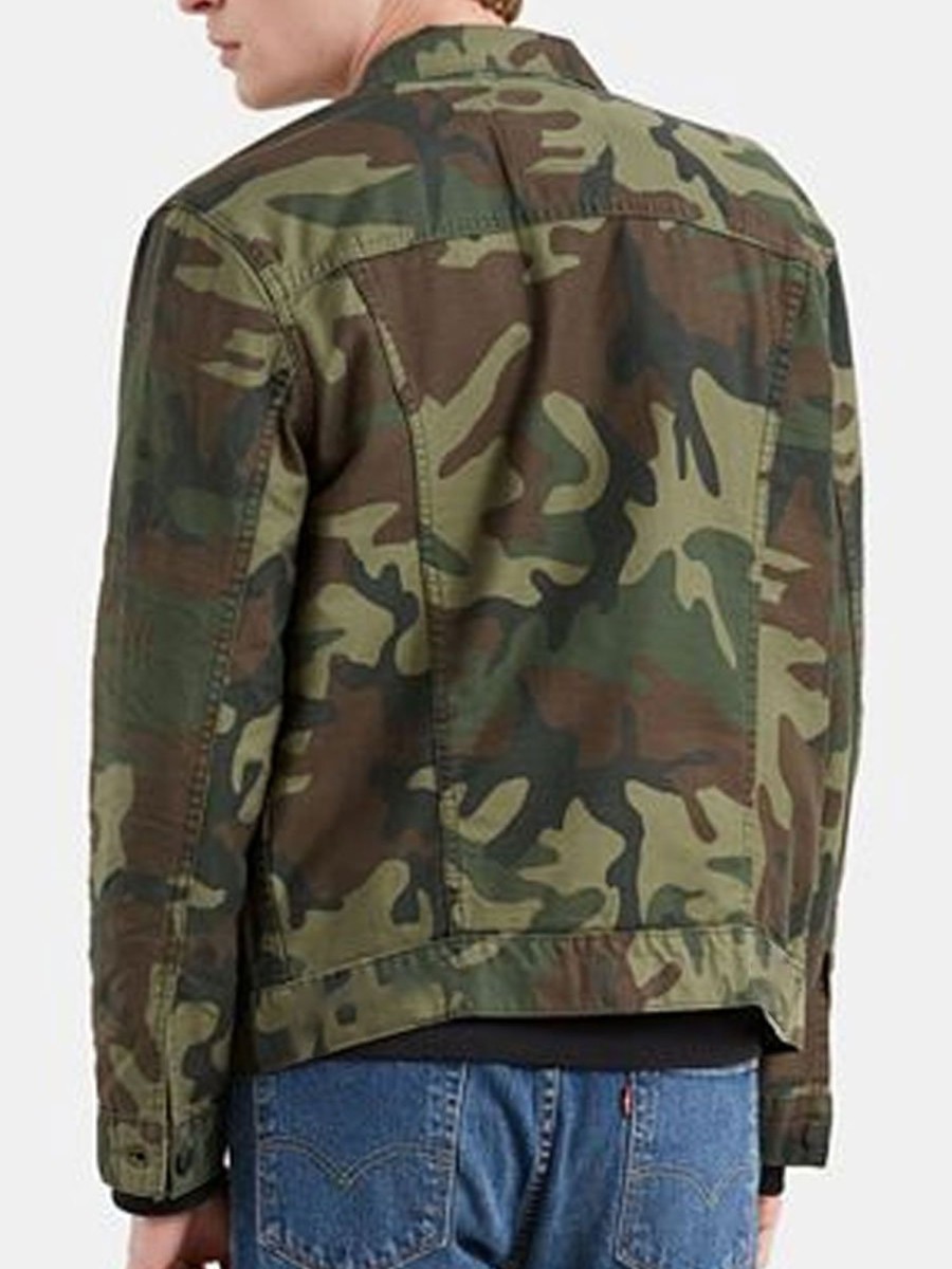 Men BXL Jacket | Men'S Retro Multi-Pocket Camouflage Print Casual Jacket Army Green