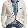 Men BXL Jacket | Vintage Solid Twill Multi-Pocket Casual Blazer White