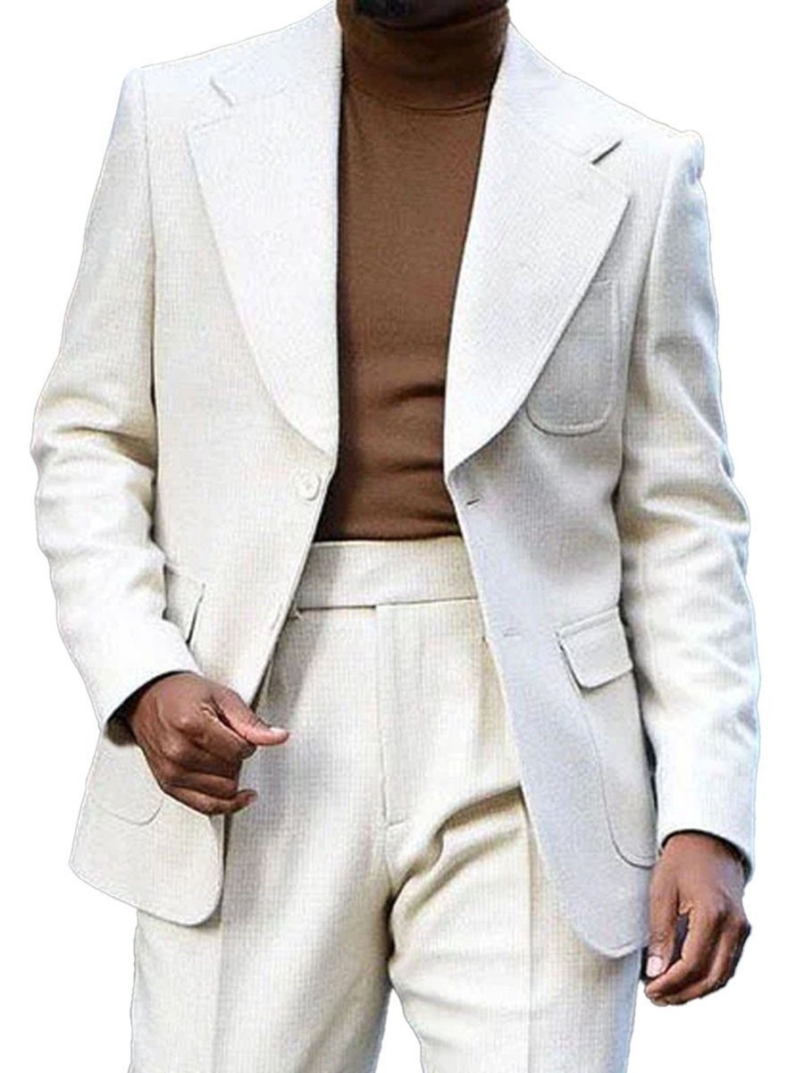 Men DJ Jacket | Lapel Pocket Single Breasted Casual And Versatile Blazer White