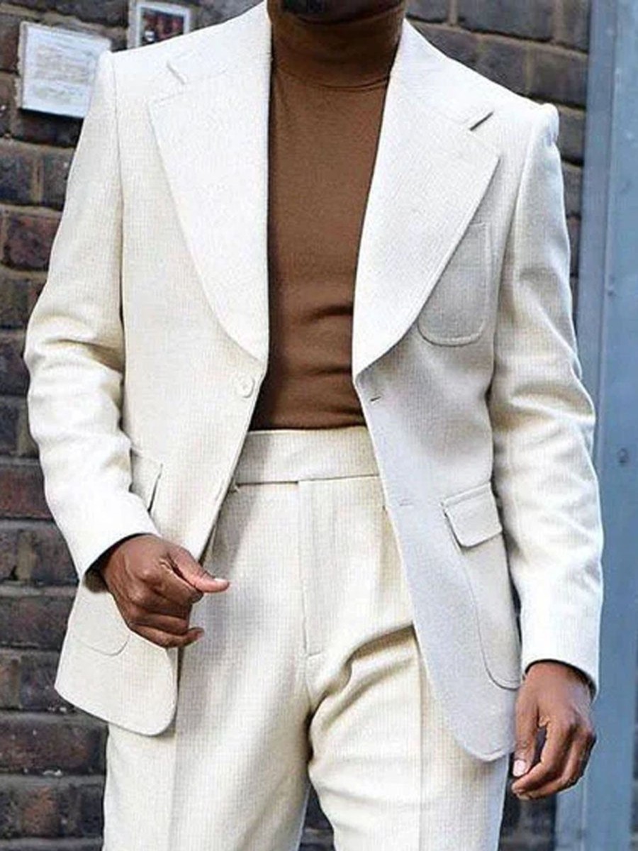 Men DJ Jacket | Lapel Pocket Single Breasted Casual And Versatile Blazer White