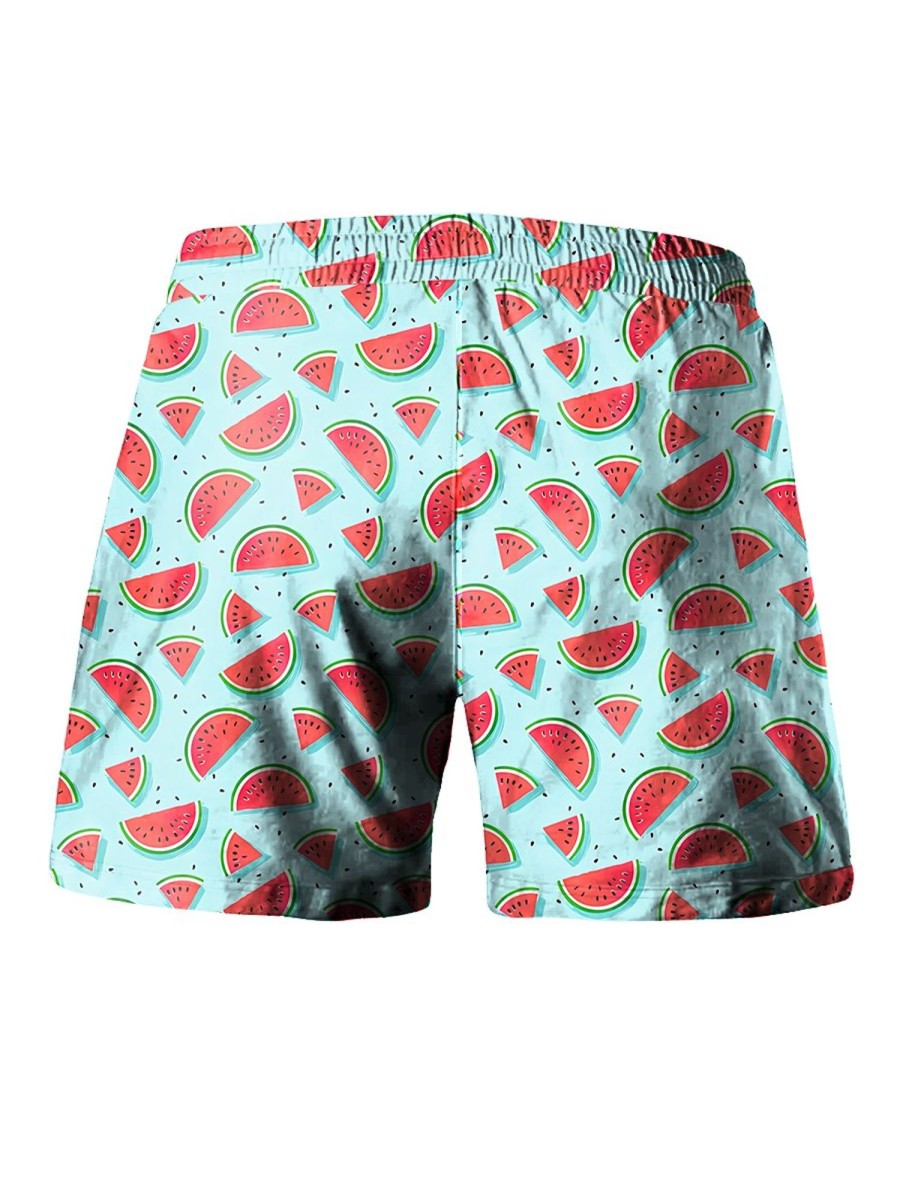 Men LJC Shorts | Watermelon Print Track Shorts Photo Color