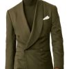 Men BXL Jacket | Men'S Retro Solid Color Pocket Casual Double Breasted Blazer Army Green