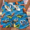 Men GYJ Bottoms | Car Print Hawaiian Track Shorts Blue