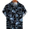 Men HLJ Shirts | Tulip Geranium Print Short Sleeve Shirt Black