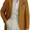 Men BXL Jacket | Men'S Cotton And Linen Pocket Casual Style Blazer Yellow