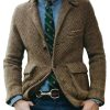 Men DJ Jacket | Vintage Herringbone Lapel 3-Pocket Casual Blazer Khaki