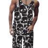 Men GYJ Set | Skull Print Tank Top And Shorts Two-Piece Set Black