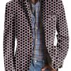 Men BXL Print Jacket | Men'S Retro Geometric Print Pocket Casual Blazer Photo Color