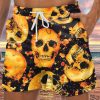 Men DJ Bottoms | Skull Print Pocket Shorts Yellow