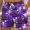 Men LJC Bottoms | Skull Mummy Pumpkin Track Shorts Photo Color