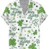 Men BXL Shirts | St. Patrick'S Day Goodluck Printed Casual Short-Sleeved Shirt Green