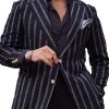 Men QMY Jacket | Business Casual Striped Blazer Black