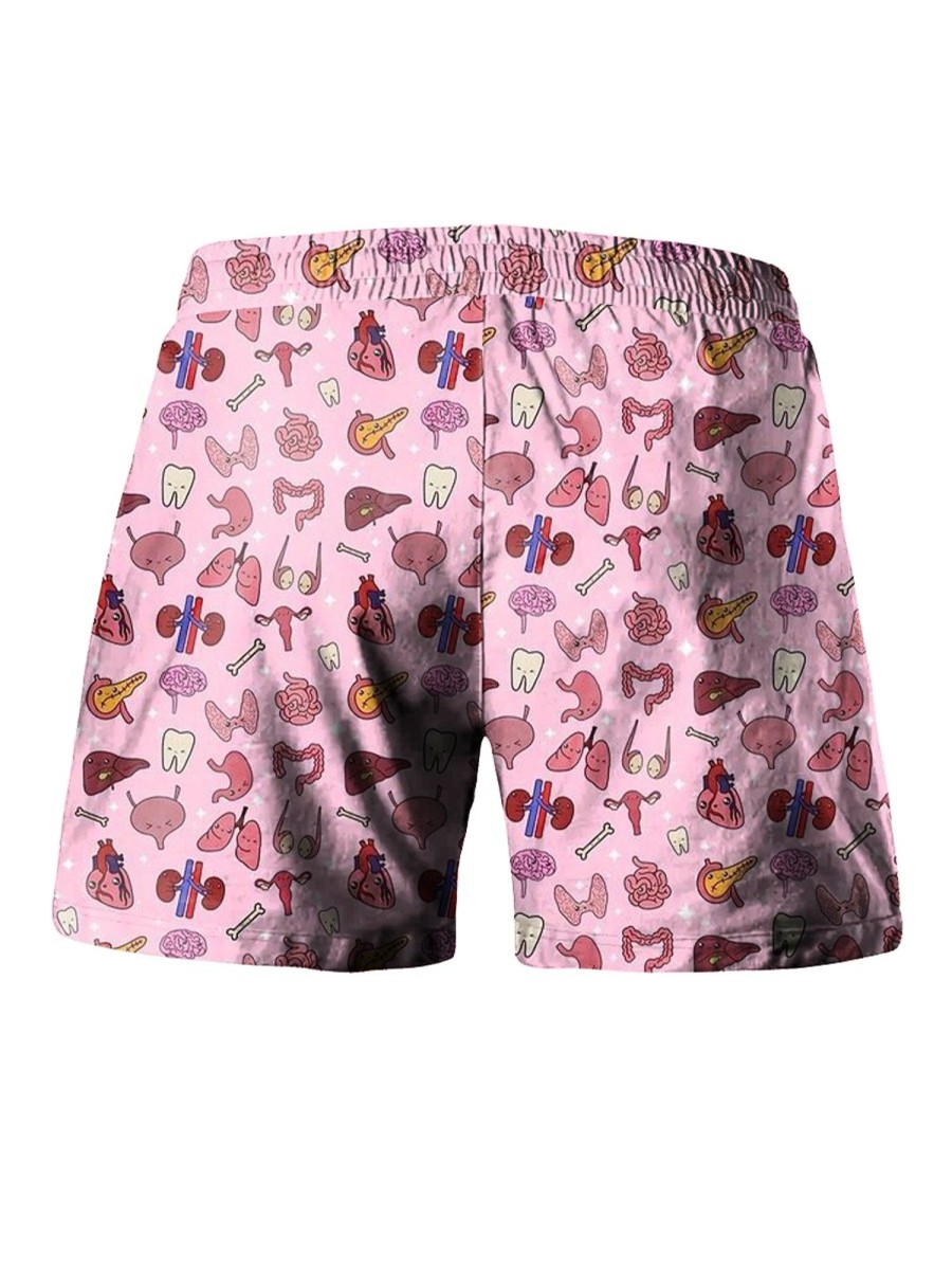 Men GYJ Bottoms | Body Part Print Track Shorts Pink