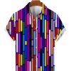 Men DJ Shirts | Rainbow Art Color Block Print Short Sleeve Shirt Photo Color