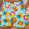 Men DJ Shorts | Cute Yellow Duck Print Pocket Shorts Blue