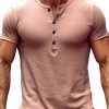 Men DJ Casual Short Sleeve Shirts | Half Open Collar Casual Versatile Short-Sleeved T-Shirt Pink