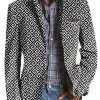 Men BXL Print Jacket | Men'S Geometric Print Pocket Casual Blazer Black