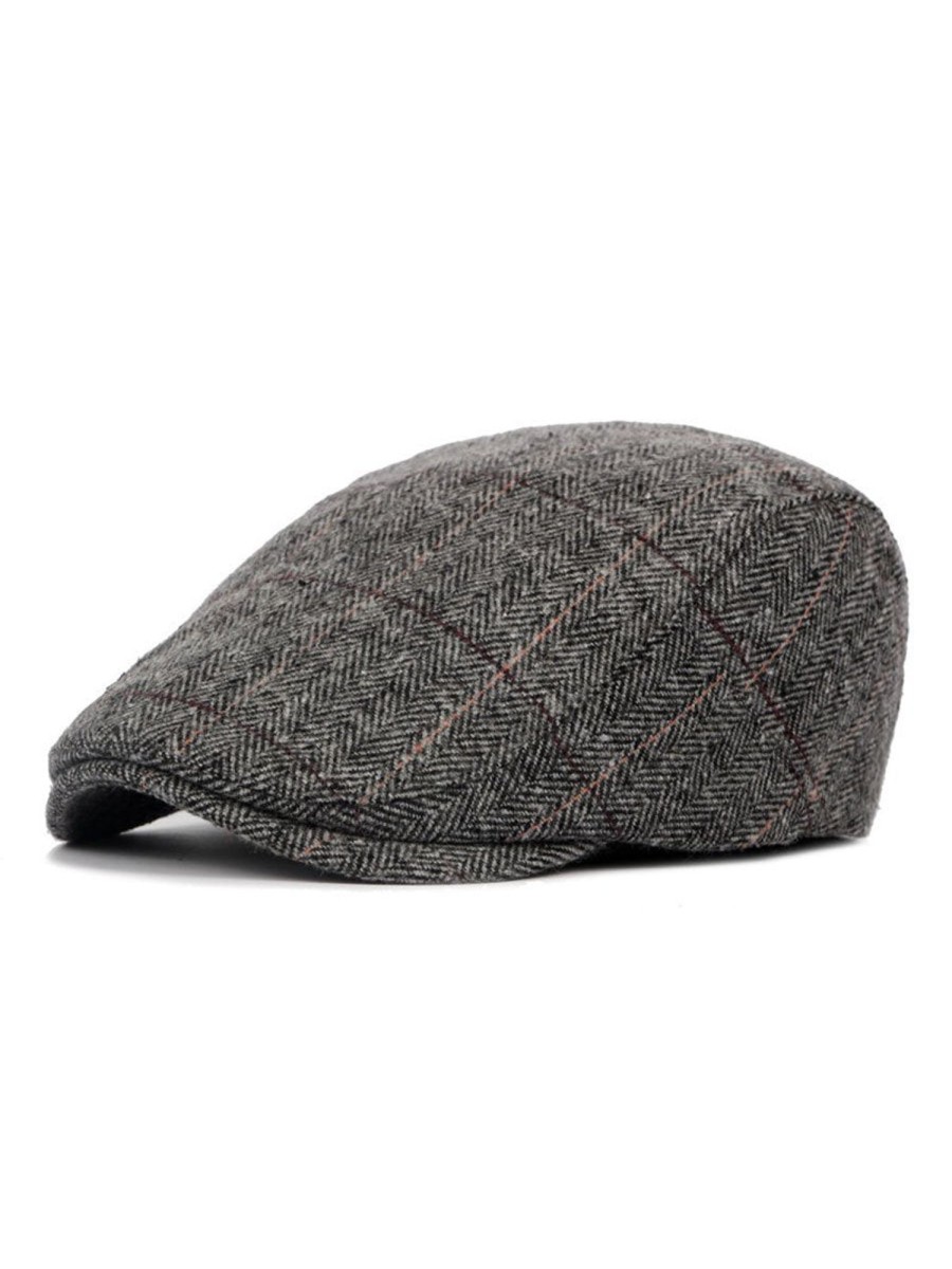 Accessories&Shoes BXL | Men'S Duck Bill Forward Hat Classic Plaid Wool Beret