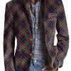 Men BXL Print Jacket | Men'S Herringbone Check Print Pocket Casual Blazer Photo Color