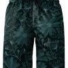 Men HLJ Shorts | Hawaiian Casual Breathable Floral Print Beach Shorts Lake Blue