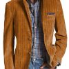 Men BXL Print Jacket | Men'S Vintage Corduroy Print Pocket Casual Blazer Orange