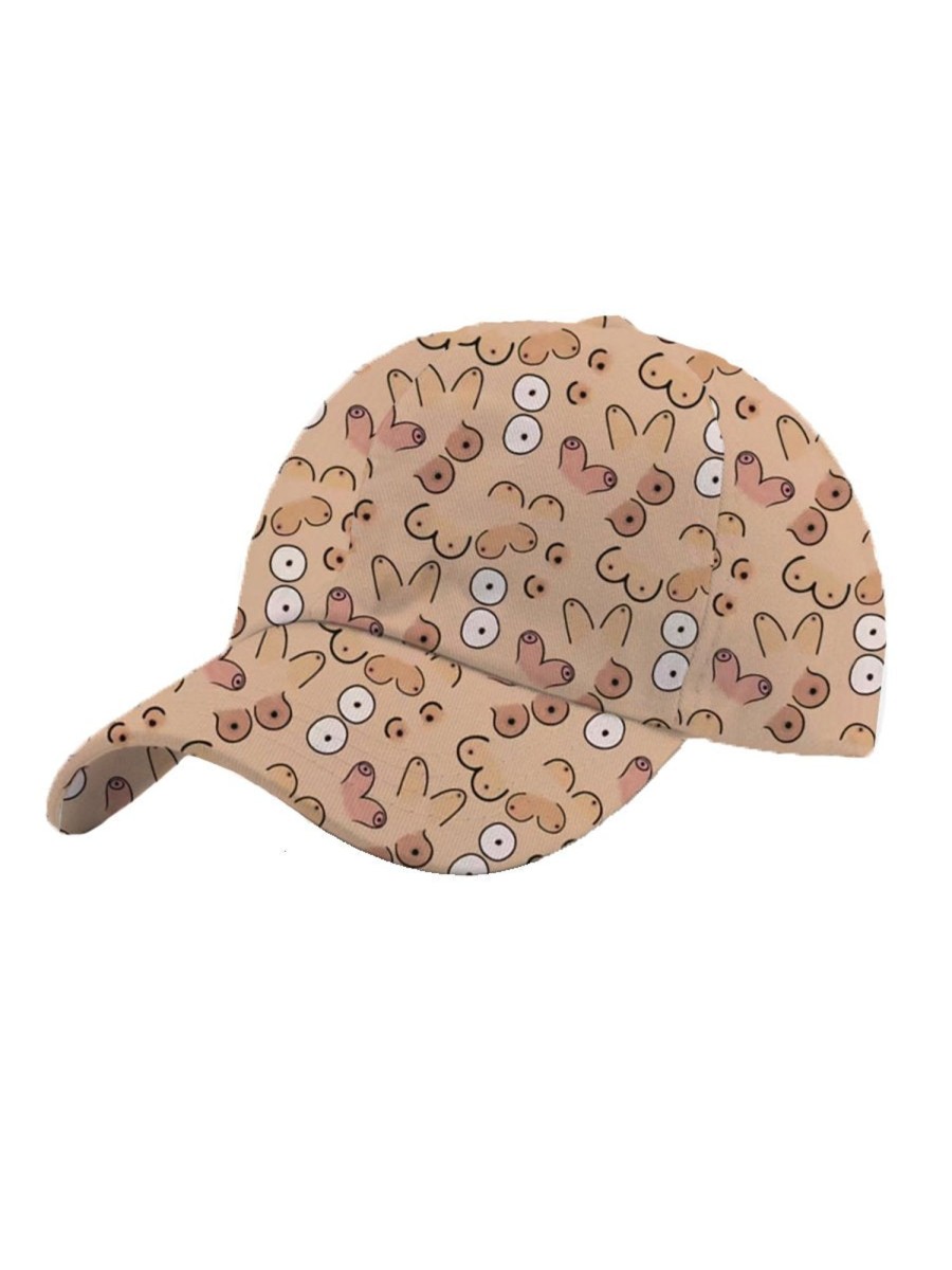 Accessories&Shoes DJ | Vintage Boobs Print Unisex Adjustable Hat Khaki