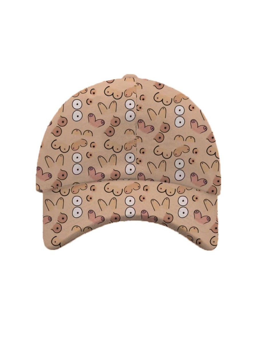 Accessories&Shoes DJ | Vintage Boobs Print Unisex Adjustable Hat Khaki