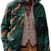 Men BXL Jacket | Men'S Casual Bronzing Marble Print Pocket Single-Breasted Jacket 79304537Xl Dark Green