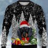 Men DJ Ugly Sweater | Winter Dachshund Gift Print Casual Crew Neck Sweatshirt Black