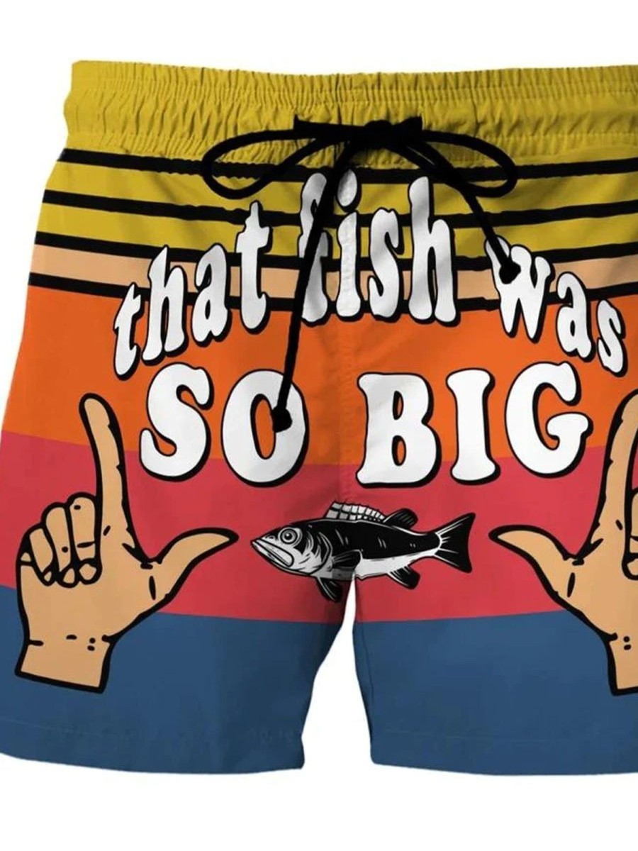 Men DJ Shorts | That Fish Is So Big Print Pocket Shorts Photo Color