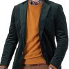 Men TH Jacket | Men Retro Solid Color Corduroy Blazer Green