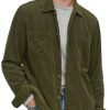 Men BXL Jacket | Men'S Retro Pocket Solid Color Corduroy Casual Shirt Jacket Army Green