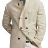 Men BXL Jacket | Retro Solid Color Wool Double-Breasted Multi-Pocket Casual Coat Beige