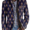 Men BXL Print Jacket | Men'S Retro Ethnic Print Casual Pocket Blazer Photo Color