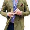 Men DJ Jacket | Solid Color Lapel Three Pockets Casual Blazer Army Green