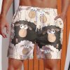 Men DJ Bottoms | Cartoon Style Flock Of Sheep And Black Sheep Printing Shorts Photo Color