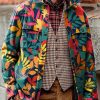 Men BXL Jacket | Men'S Casual Multicolor Vintage Leaf Lapel Pocket Jacket Photo Color