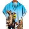 Men HLJ Shirts | Superhero Western Denim Short Sleeve Shirt Sky Blue