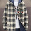 Men DJ Jacket | Vintage Classic Plaid And Anchor Print Pocket Hooded And Fleece Casual Jacket Photo Color