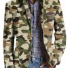 Men DJ Print Jacket | Camouflage Print Casual Three-Pocket Blazer Army Green