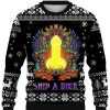 Men DJ Ugly Sweater | Cocks Print Casual Crew Neck Sweatshirt Photo Color